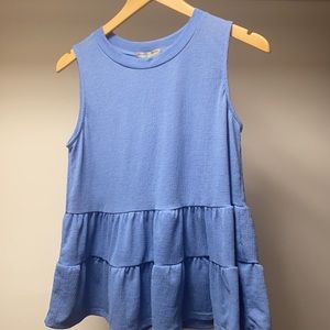 blue ruffle tank top